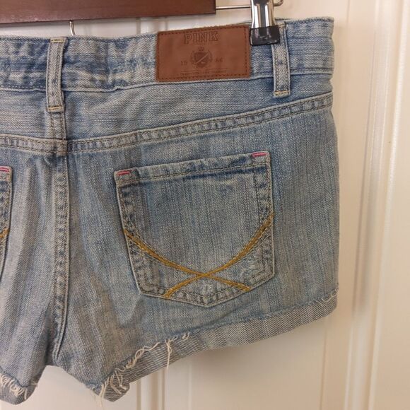 Pink Victoria's secret denim distressed booty shorts with cuffs - Picture 10 of 12